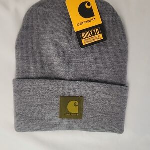 Carhartt Gray Knit Beanie with Logo Patch